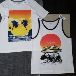 Boys NWT Old Navy T-Shirt and Tanktop Sunset Duo